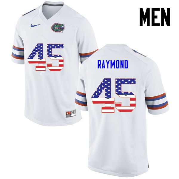 Florida Gators Men #45 R.J. Raymond College Football USA Flag Fashion White